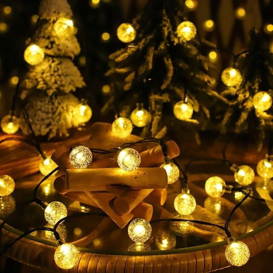 LED Solar String Lights Outdoor Crystal Ball String Light 8 Modes Lighting Solar Camping Lamp for Halloween Christmas Decoration