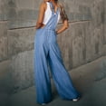 thumbnail image 5 of Utoimkio Women's Linen Overalls Bib Casual Loose Sleeveless Romper One Piece Wide Leg Jumpsuit for Women with Pockets, 5 of 9