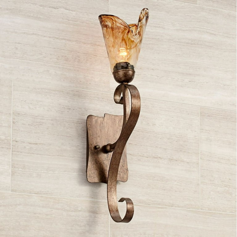 Bronze scroll metal on sale wall sconce