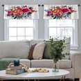 thumbnail image 4 of LALILO Kitchen Curtain Valance Watercolor Flowers Red Navy Rod Pocket Window Curtain 52"x 18" Set of 2, 4 of 5
