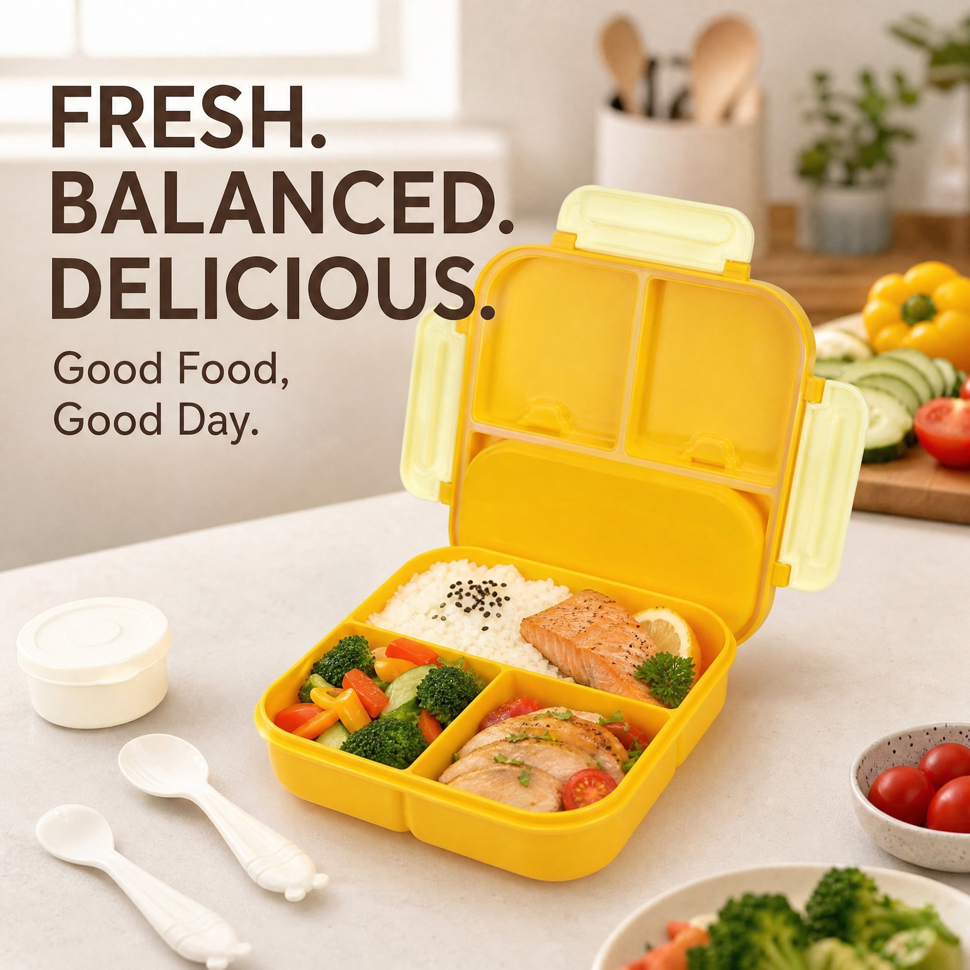 Unique Bargains Leakproof Meal Lunch Bento Box for Work Yellow