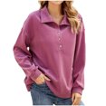 thumbnail image 2 of Erwazi Womens Long Sleeve Shirts Ribbed Knit Lapel V-Neck Dressy Blouses Loose Fit Tunic Tops Fall Pullover, 2 of 6