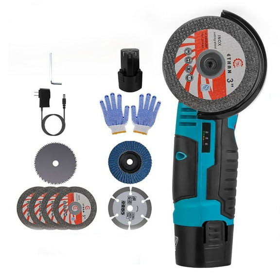 Cordless Mini Angle Grinder Kit – 12V Rechargeable, Cutting Wheels & Sanding Disc, Compact for Metal, Tile & Wood