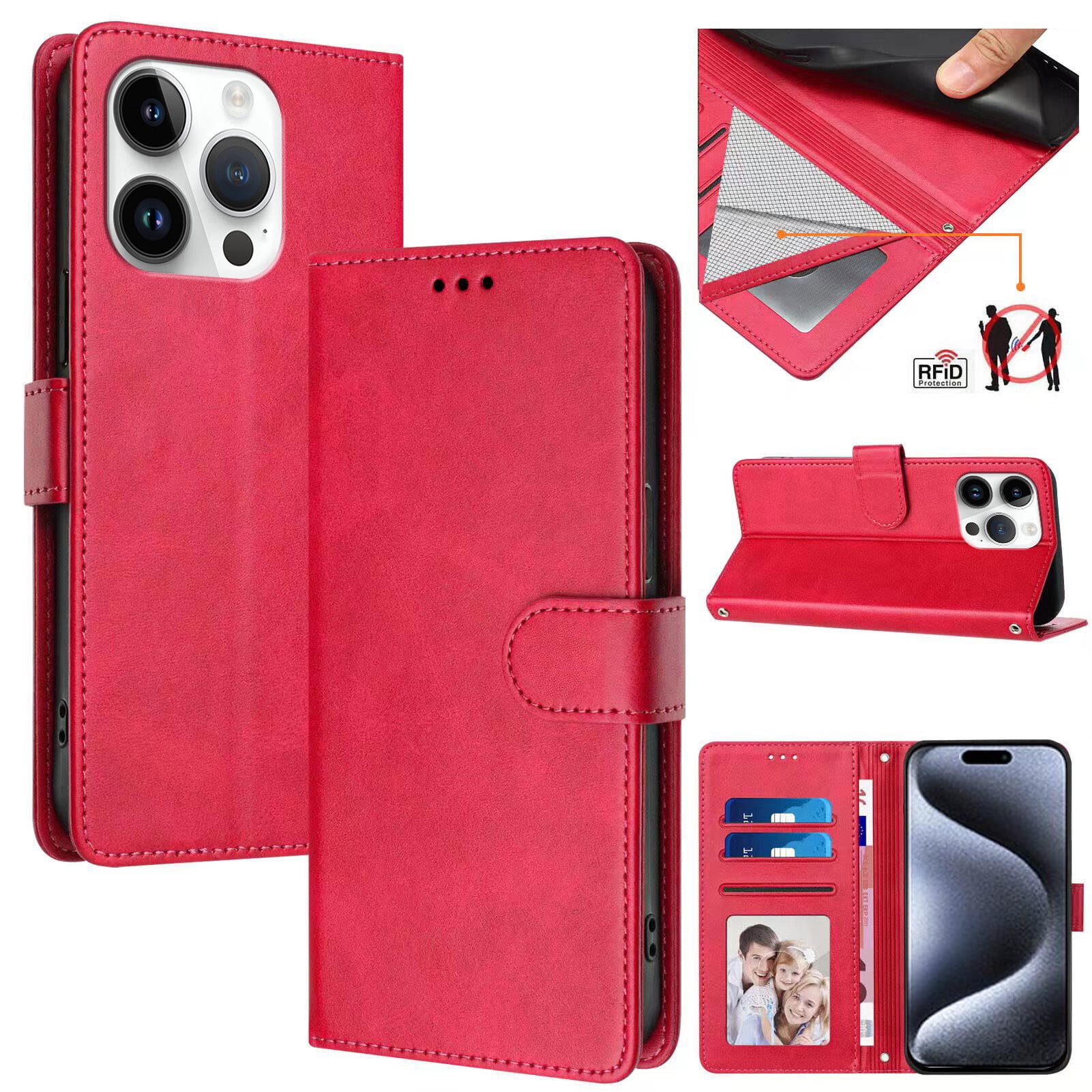 iPhone 14 PRO MAX Case ,RFID Blocking Cover Crossbody Lanyard Flip Leather Wallet Case for iPhone 14 PRO MAX