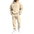 thumbnail image 2 of 2026 Men's Hoodie Sweatshirt Jogger Pants 2 Piece Set Winter Casual Fleece Hoodies and Sweatpants Outfits Jogging Suits Sets Beige 3XL, 2 of 6