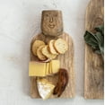 thumbnail image 2 of Creative Co-Op Compact Hand-Carved Mango Wood Cheese Slicer and Cutting Board with Face Handle Design and Combed Finish, Natural, 2 of 5