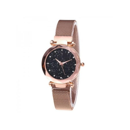 Women Lady Starry Sky Watch Waterproof Magnet Stainless Steel Strap Band Gift
