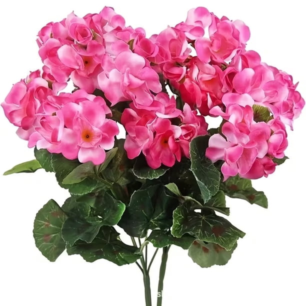 6 flores y plantas artificiales for el hogar, decoración exterior y jardín, color rojo rubí