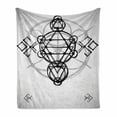 thumbnail image 1 of Geometry Soft Flannel Fleece Throw Blanket, Simplistic of Life Vortex Motion with Spheres Print, Cozy Plush for Indoor and Outdoor Use, 60" x 80", Black Grey White, by Ambesonne, 1 of 6