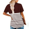 thumbnail image 4 of Scyoekwg Short Sleeve Shirts for Women Crew Neck Pleated Fake Two Piece Blouses Top Loose Shirts Summer Striped Print Comfy Casual Trendy Tshirt Blouses (Brown,XXL), 4 of 7