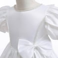 thumbnail image 5 of YANHAIGONG 4-12 Years Toddler Girl Dresses for Summer,Flower Girl Dress Pink Wedding Party Bridesmaid,Toddler Girls Puff Sleeve Bow Ruffles Birthday Party Gown Long Dresses, 5 of 9