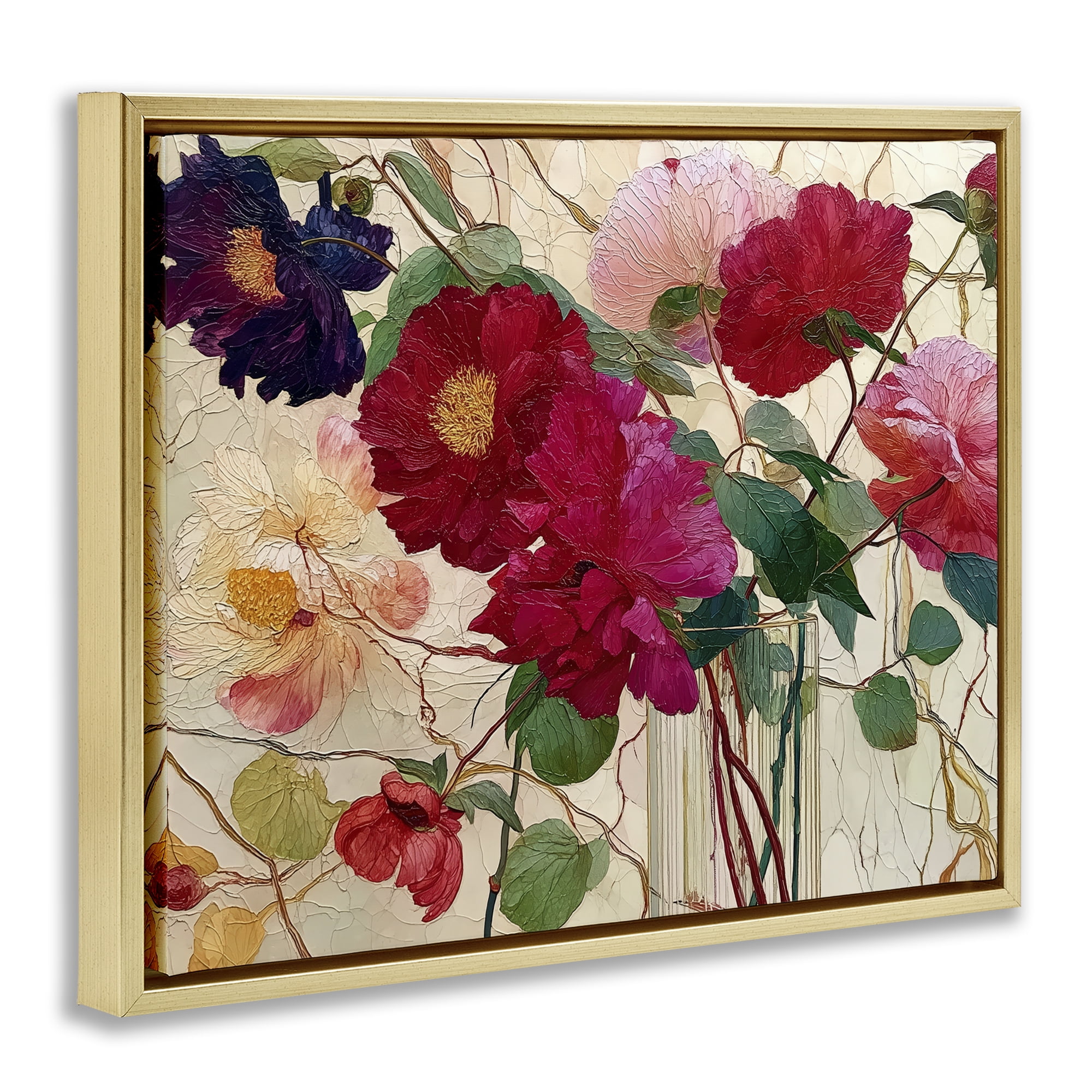 Haiku Flower Vase Gold Framed Floater Canvas Wall Art, design by Annabelle Hall