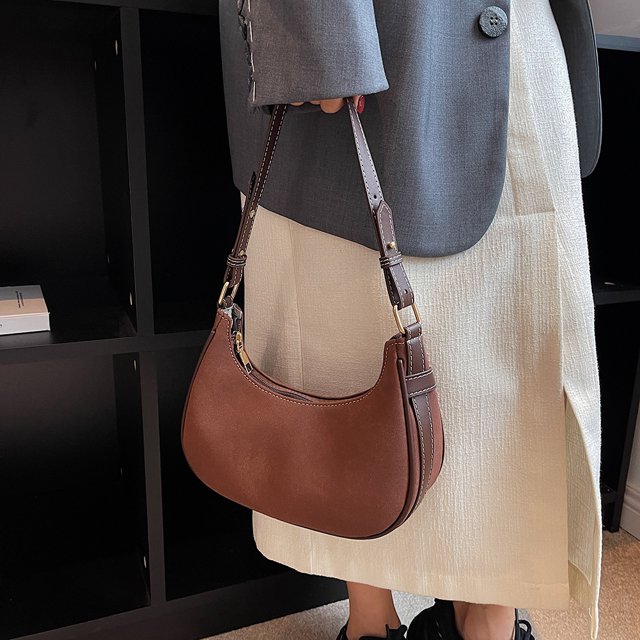 Bolso de media luna para mujer, bolso bandolera informal con correa ajustable para citas de invierno