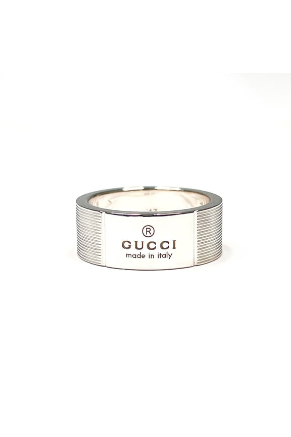 Pre-Owned GUCCI logo ring, sterling silver (925), size 15.5cm, men's.