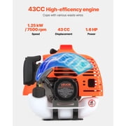 VEVOR Cordless String Trimmer, 43 cc 2-Stroke, Gas Powered Weed Wacker, 17 Cordless Grass Trimmer, Multi-Functional Lawn Edger with Shoulder Strap & 3T Blade, Weed Eater for Quick Grass Cleaning