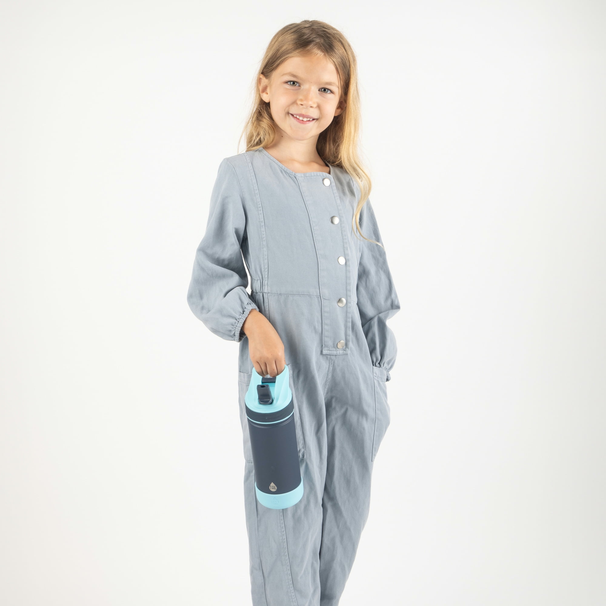 TAL Stainless Steel Ranger Straw Kids Water Bottle 18oz, Navy