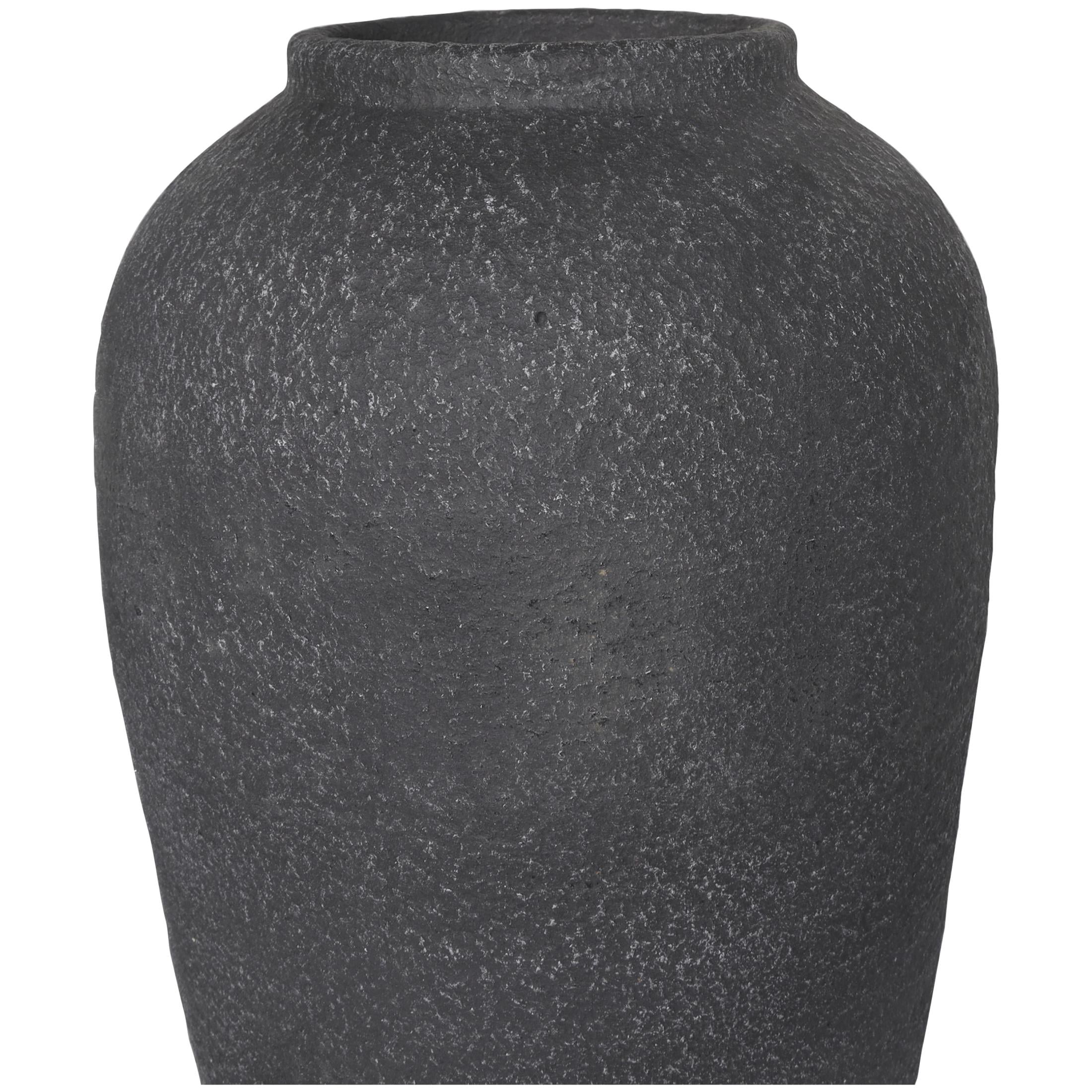 DecMode 20" Whitewashed Textured Black Ceramic Vase