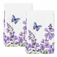 thumbnail image 2 of Purple Flowers Kitchen Towels Set of 2, Butterfly Spring Floral Watercolor Farmhouse Absorbent Dish Towels for Kitchen, Microfiber Hand Towel, Quick Drying Tea Towel for Cleaning Dishcloths, 2 of 7