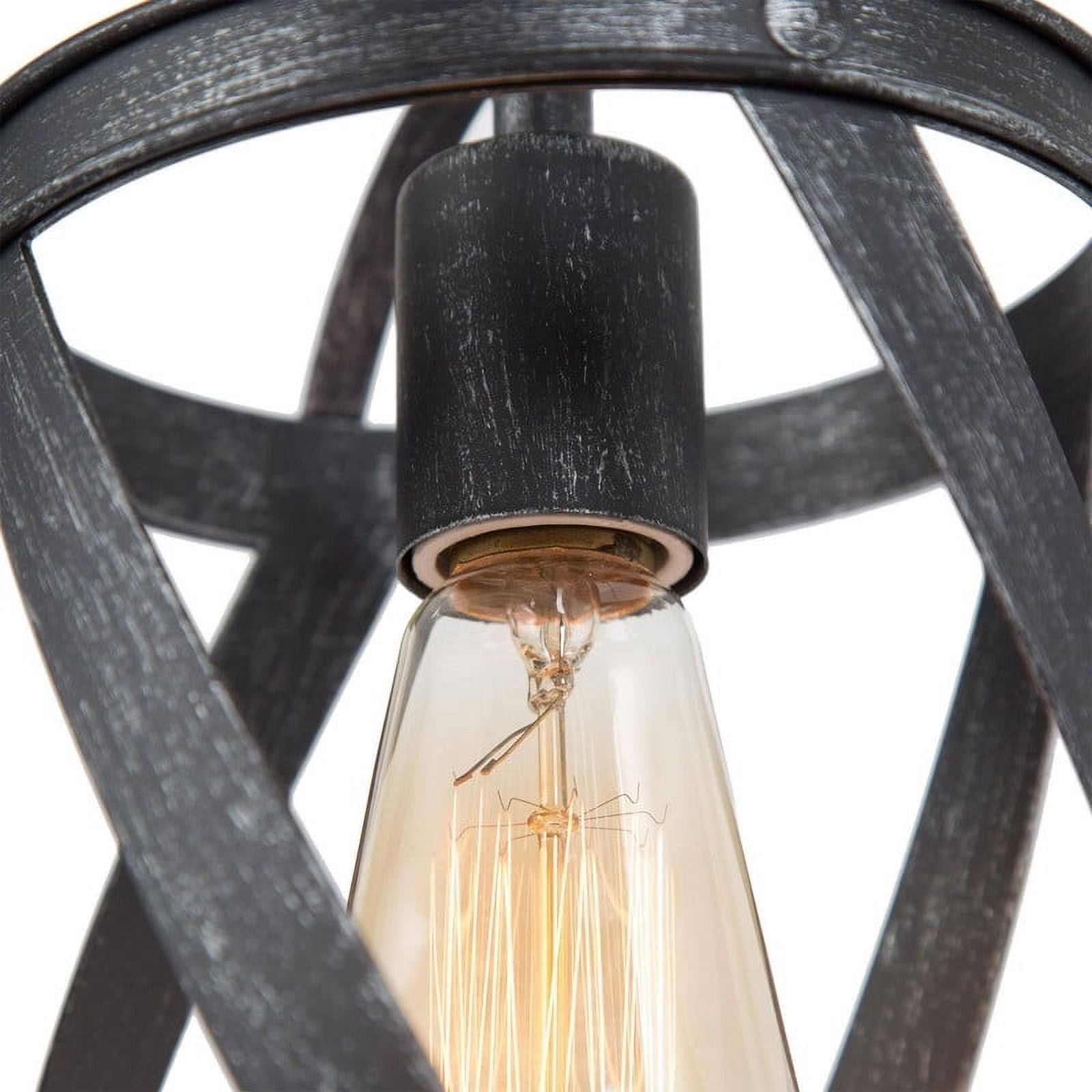 LNC 1-Light Brushed Silver Black Industrial Lantern LED Mini Kitchen Island Light