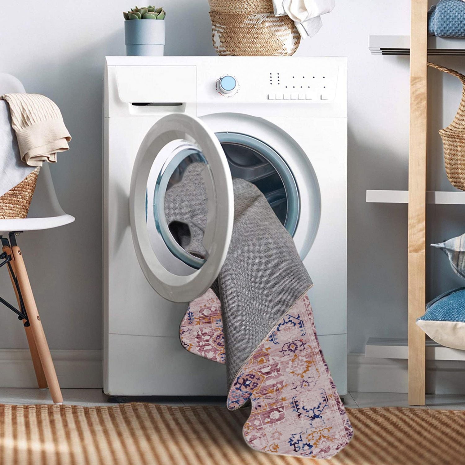 Micah 3' x 5' Washable Accent Rug, Ivory and Gold