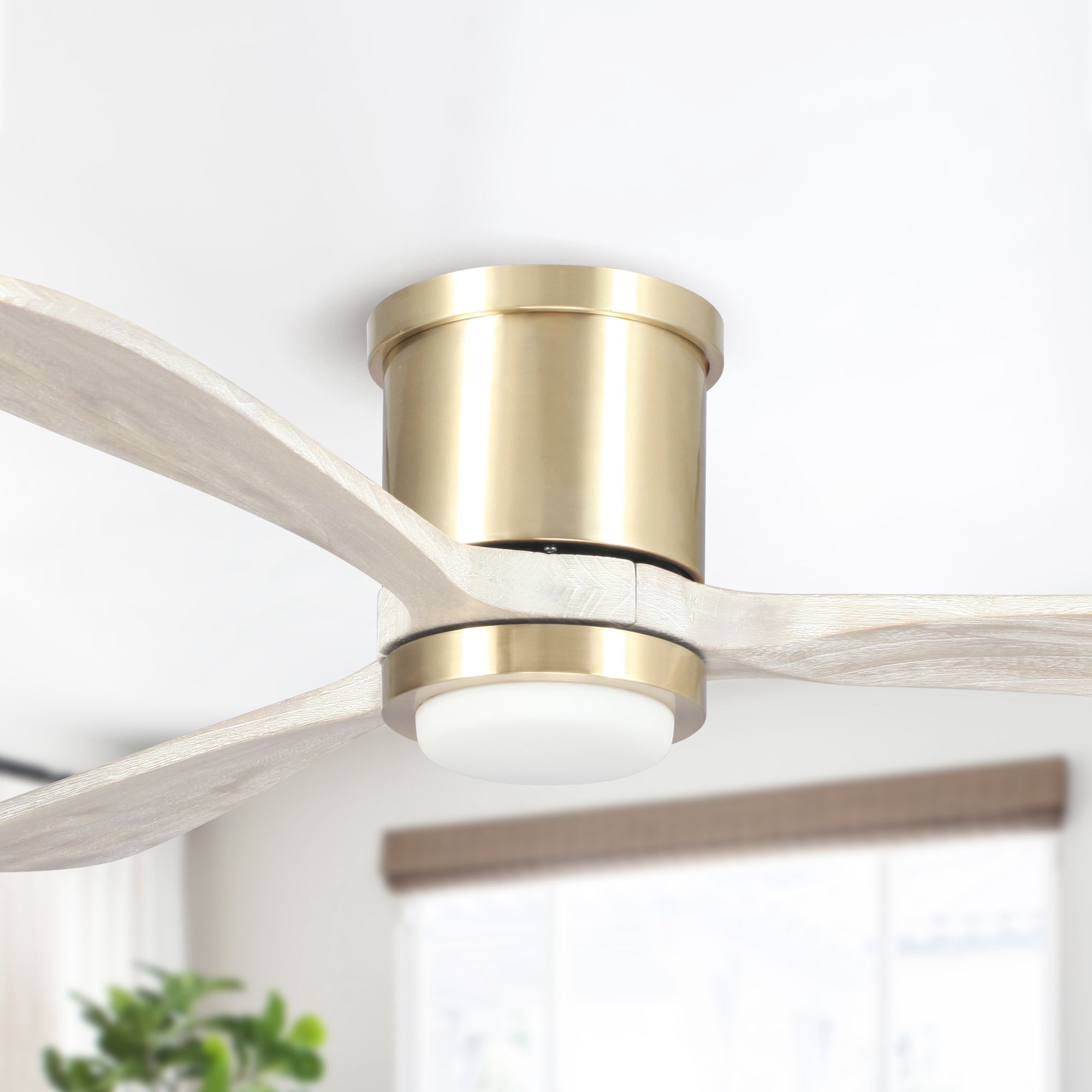 Low Profile Ceiling Fan with Lights 52 Inch Modern Flush Mount Ceiling Fan with Remote Control, Pale Gold - image 4 of 7
