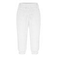 thumbnail image 5 of Fengqque Women's Solid Color Fashion Casual Elastic Waist Slim Fit Capri Pants Sweatpants with Pockets White-A 10(XL), 5 of 7