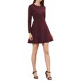 thumbnail image 4 of INSPIRE CHIC Women's Vintage Plaid Zip up Long Sleeve Fit and Flare Mini Dress XS Burgundy-Solid, 4 of 6