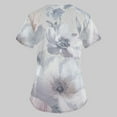 thumbnail image 4 of EHTMSAK Scrub Tops Women Clearance with Pocket Floral Short Sleeve Nurse Uniform V Neck Tunic Pockets T Shirt Blouse Light Purple 3X, 4 of 7