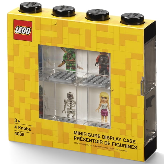 Room Copenhagen: LEGO Minifigure Display Case - 4 Stud, Black - Holds 8 Miniatures, Clear Compartments, Stackable Storage, Showcase Toy Collectibles