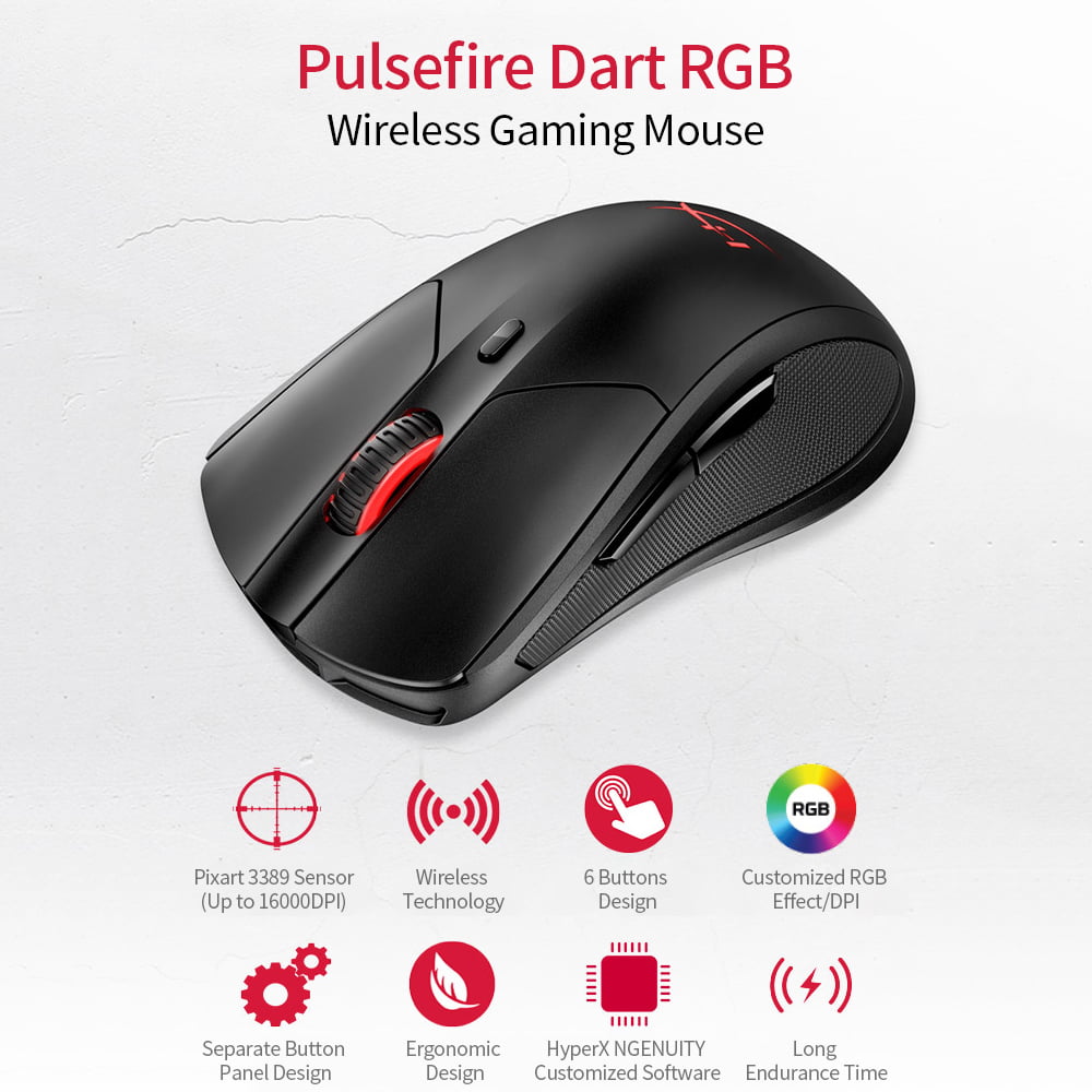 Kingston Hyperx Pulsefire Dart Rgb Wireless Mouse Gaming Mouse dpi Ergonomic Mouse Rechargeable Mice For Laptop Desktop Walmart Com Walmart Com