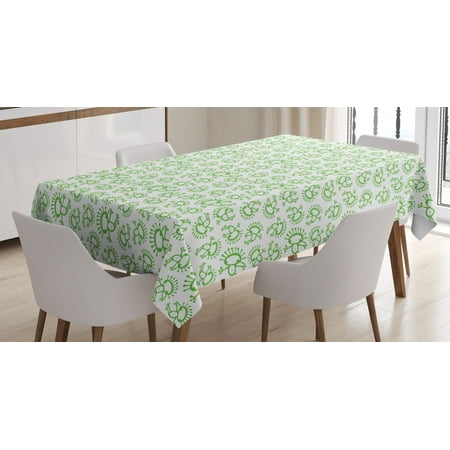 

Alien Tablecloth Abstract Doodle of Fantastic Otherworldly Beings Floating in the Void Hand Drawn Rectangular Table Cover for Dining Room Kitchen 60 X 90 Inches Lime Green by Ambesonne