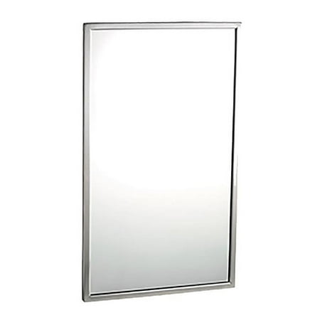Bobrick 2908 Series 304 Stainless Steel Welded Frame Tempered Glass Mirror Satin Finish 24 Width x 36 Height