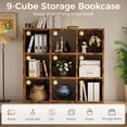 thumbnail image 5 of 9 Wood Cube Storage Organizer with Open Back and Removable Back Panels, 11In Brown Cube Storage Bookshelf, Cubicle Shelf Bookcase for Home Office Bedroom Living Room, Vertical or Horizontal, 5 of 18