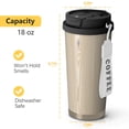 thumbnail image 4 of 18oz Travel Coffee Mug, 316 Stainless Steel Vacuum Insulated Tumbler with 2-in-1 Straw Lid & Strap, Wood Print, 4 of 6