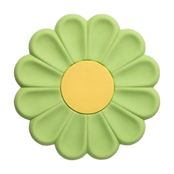 Flexible Silicone Trivet for Hot Dishes - 6.7 Inch Round Heat Resistant Pot Holder and Placemat for Kitchen Protection - Green