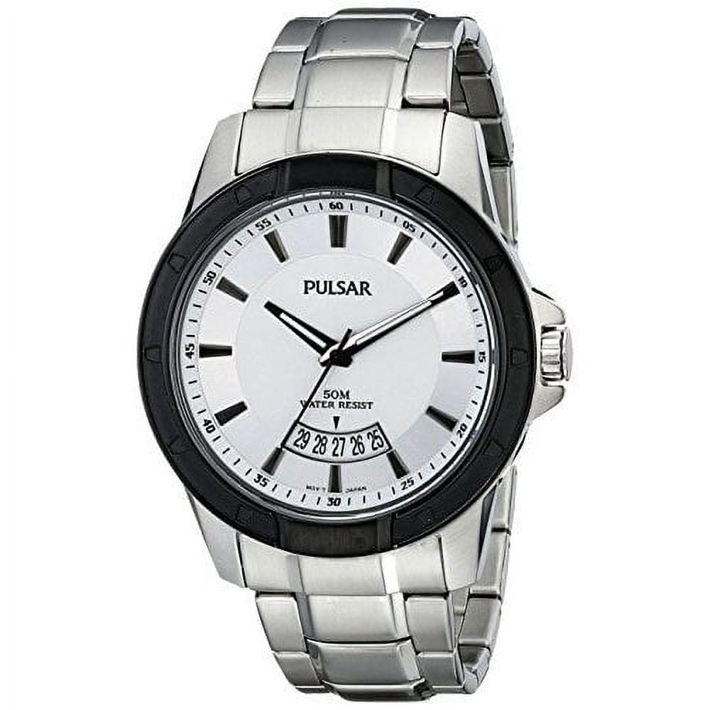 Pulsar Mens Every Day Value 24 Hour Watch - Blue Dial - Stainless