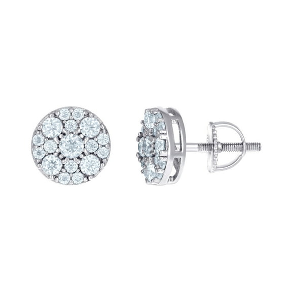 925 Sterling Silver Womens 0.98ct Moissanite Fashion Stud Earrings 9.3x9.3mm Wide Stud Earring for Women