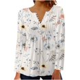 thumbnail image 1 of Camisas Awdenio para mujer, blusa informal de moda juvenil, cuello en V, camisa de tres cuartos, tops estampados de otoño, sudaderas, ofertas, 1 of 4
