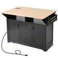 thumbnail image 4 of K&K 55" Rolling Kitchen Island with Charging Station - Black, 4 of 7