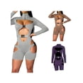 thumbnail image 6 of Qiylii Women Sexy Overalls, Solid Color Turtleneck Long Sleeve Playsuit, 6 of 7
