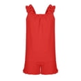 thumbnail image 4 of hengsof Girls Two Piece Summer Set for 5-16 Years Old Sleeveless Ruffle Hem Camisole Top Elastic Waist Shorts Casual Kids Outfit, 4 of 8