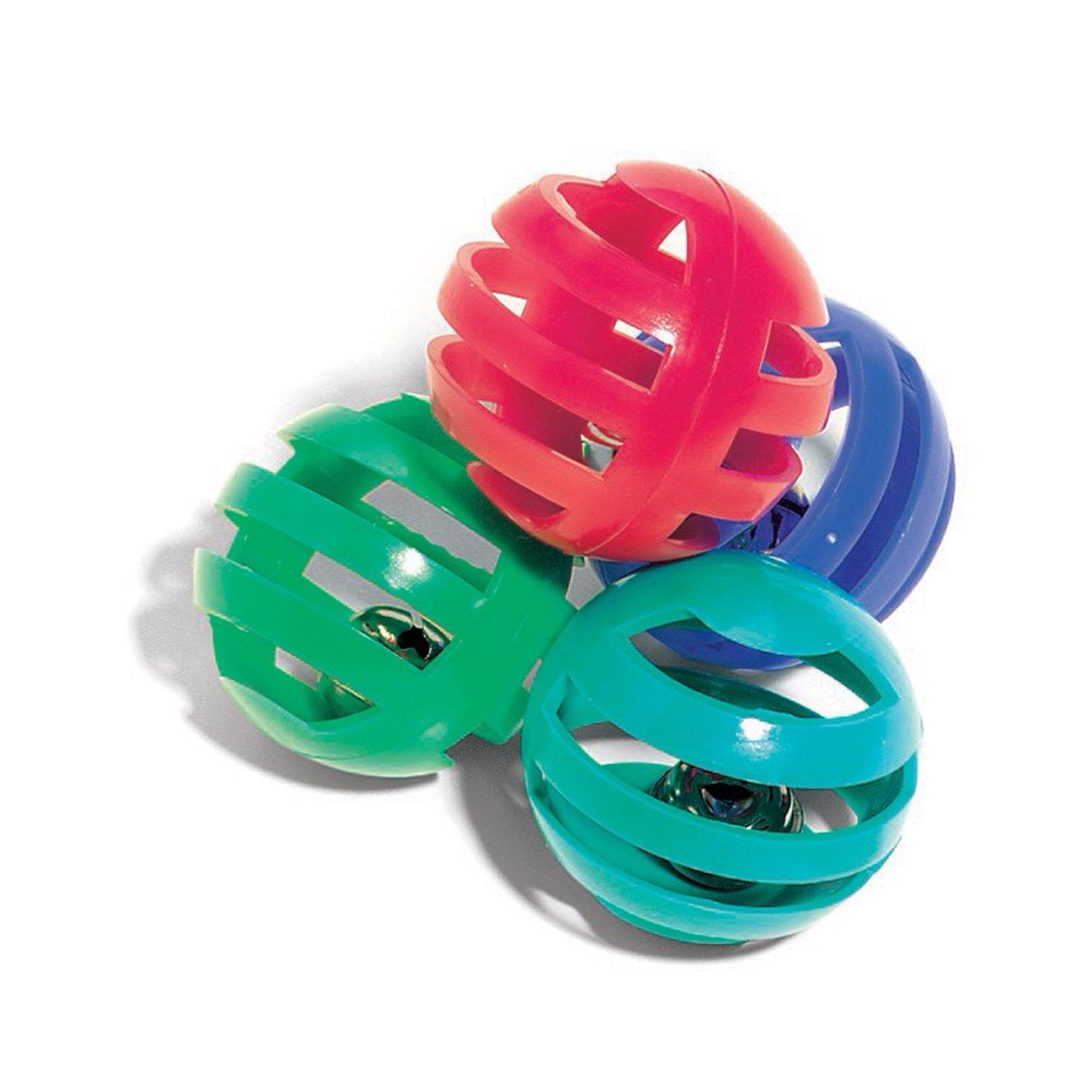 Slotted Balls with Jingle Bells, 1.5", 4pk, Assorted