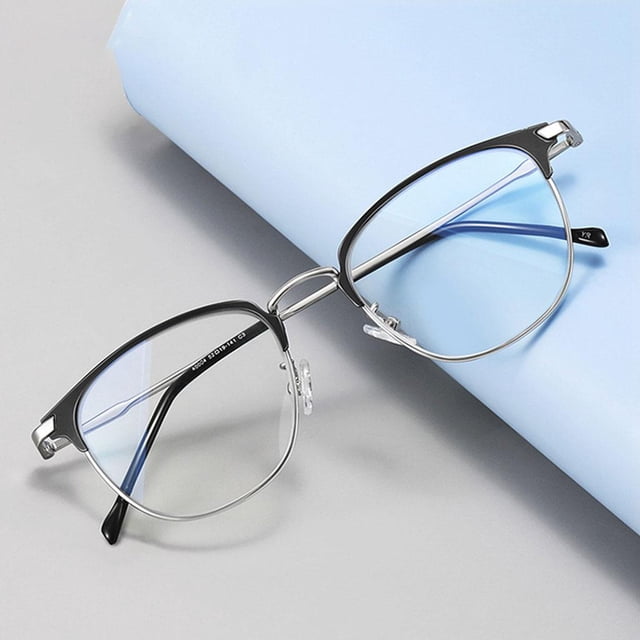 Gafas Baoblaze Luz Azul Semi Sin Montura Lentes Transparentes Plata