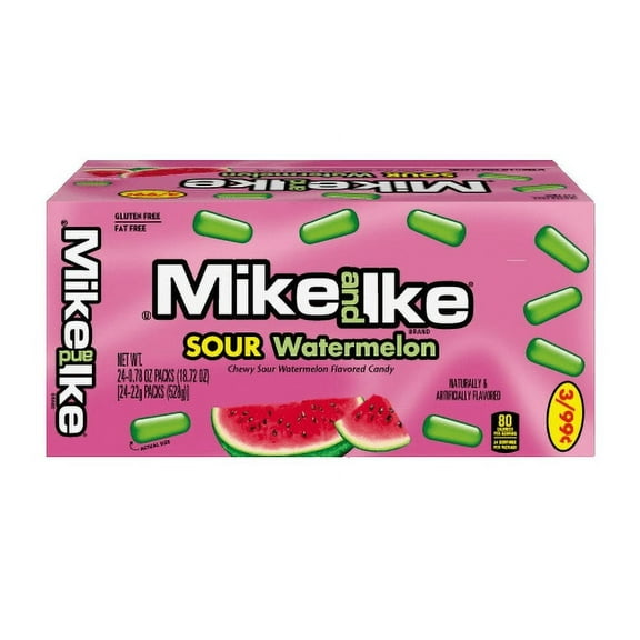 Mike and Ike Sour Watermelon Chewy Candies 0.78 oz. (24 CT Box)