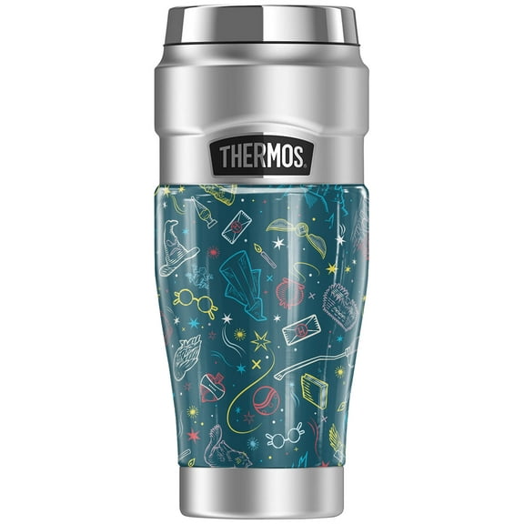 Harry Potter Hogwarts Magical Pattern THERMOS STAINLESS KING Stainless Steel Travel Tumbler, Vacuum insulated & Double Wall, 16oz