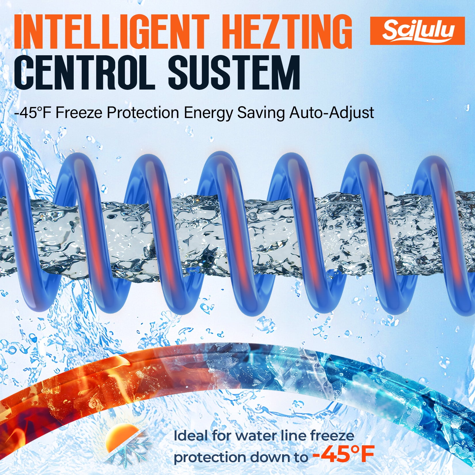 Scilulu 15FT Heated Water Hose for RV,-45 ℉ Antifreeze Heated Drinking Garden Water Hose，Electrically Heated Garden Hoses，Rv Water Hose （15FT）
