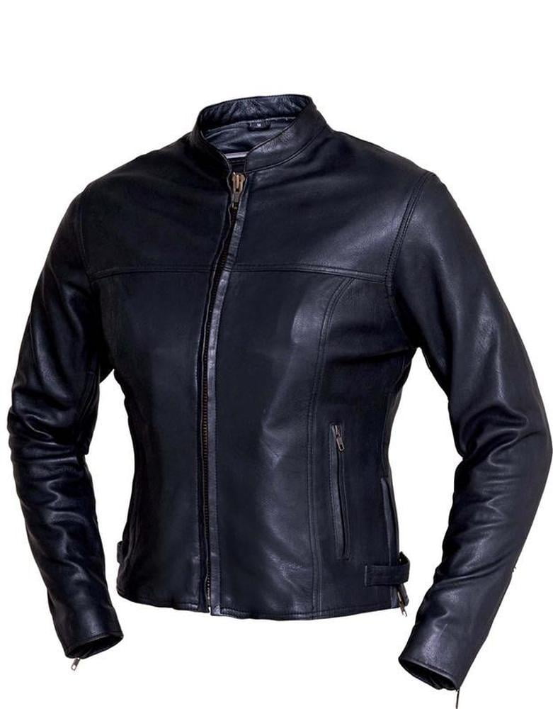 Premium Ladies Premium Lightweight Motorcycle Leather Jacket,Black