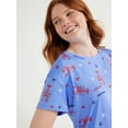 thumbnail image 5 of Joyspun Women's Short Sleeve Sleep Shirt with Pockets, Sizes S/M to 2X/3X, 5 of 6