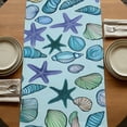 thumbnail image 5 of Teal Conch Coastal 108 Inch Table Runner, Summer Beach Shell Starfish Ocean Farmhouse Dresser Scarf Cotton & Linen Tablerunner for Dining/Kitchen Island/Holiday Party Décor 13" x 108", 5 of 9