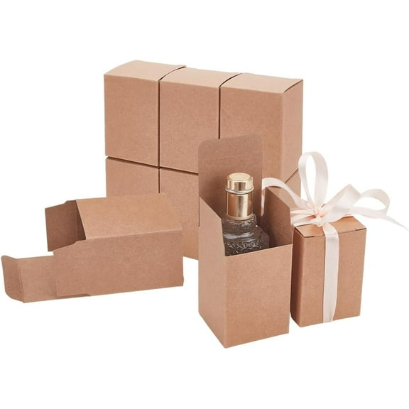 30PCS Kraft Paperboard Box Small Paper Boxes with Lids Recycled Cardboard Gift Box Candle Packaging Boxes for Gifts Crafting Wedding Festival Wheat Color 2x2x2.7 inches